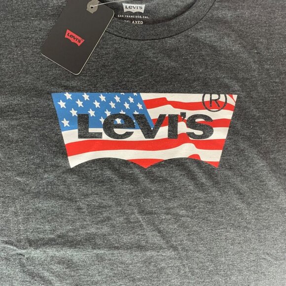 Levi's USA Theme Gray Short Sleeve Crewneck Shirt Mens Large New - Picture 2 of 4